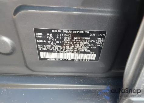 2018 Subaru Outback 2.5I Premium z USA, uszkodzony, nr VIN 4S4BSACC1J3287147